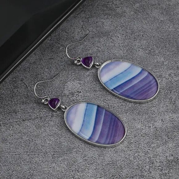 Bohemian Purple Dangle Earrings - Picture 1 of 4